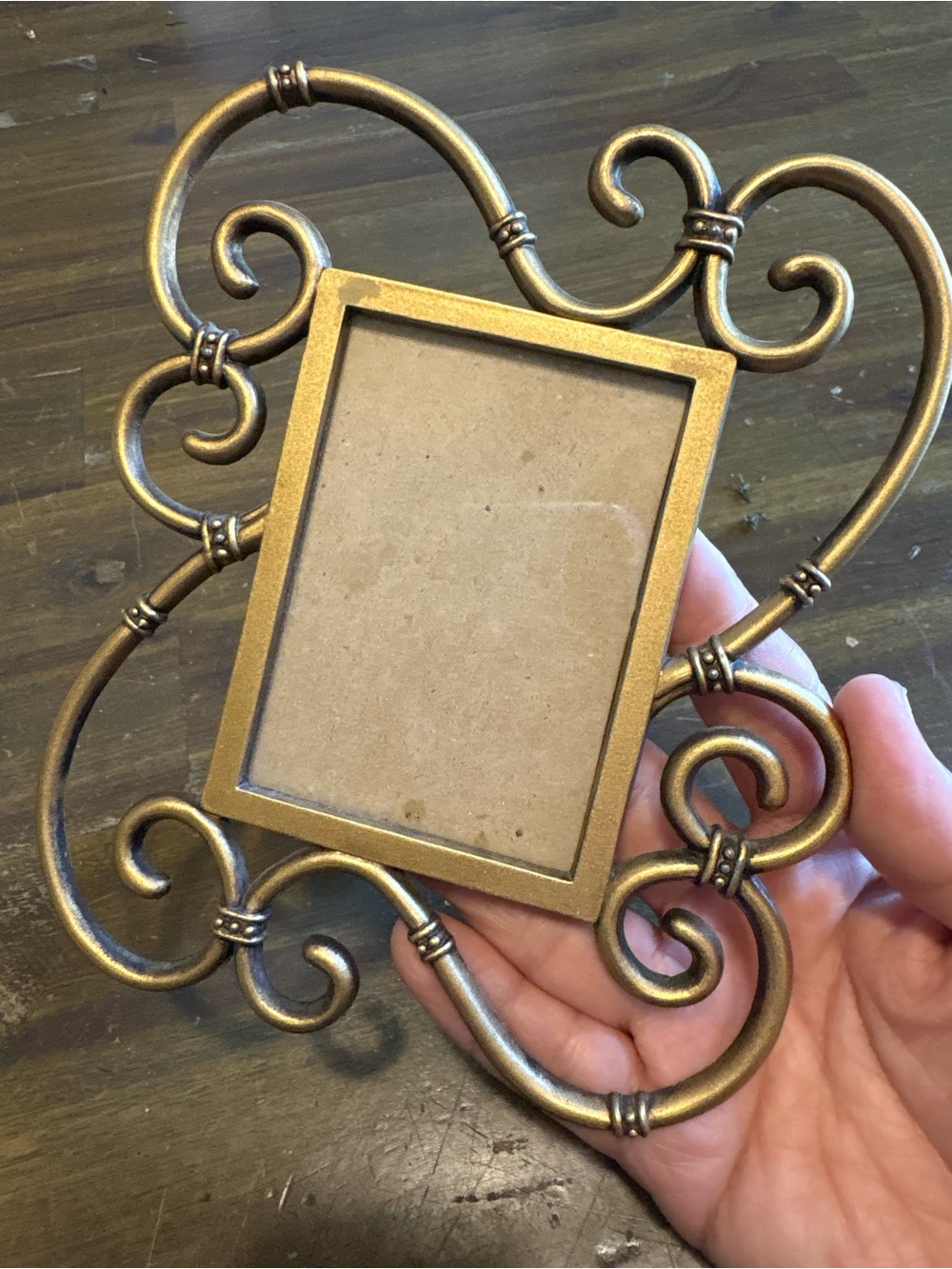 Vintage Ornate Brass Scrollwork Picture Frame Small Intricate Decor Regency